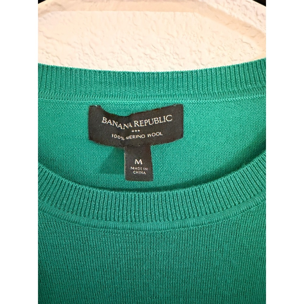 Banana Republic Womens Green 100% Merino Wool Crewneck Sweater S/595643-01 M - Picture 2 of 5